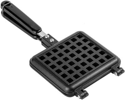 Wafelijzer Platen - Wafelmaker Kookplaat - Wafels Maken - Dubbelzijdig Gietijzer - 30 x 14.5 cm - Zilver