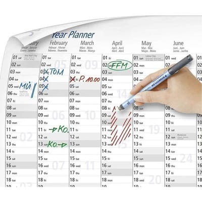 STAEDTLER Lumocolor jaarplanner 2027, uitwisbaar, incl. stift en toebehoren, DIN A3, liggend formaat