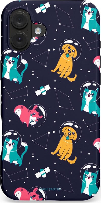 Casetastic hoesje geschikt voor Apple iPhone 16 Plus - MagSafe - Dubbellaagse bescherming - Sterrennacht Dieren - Fashion Case - Donkerblauw