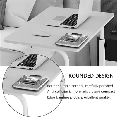 Bedtafel Met Wielen - Verstelbaar Bureau - Laptop Werkplek - Stabiel Stalen Frame - 80x50x70cm