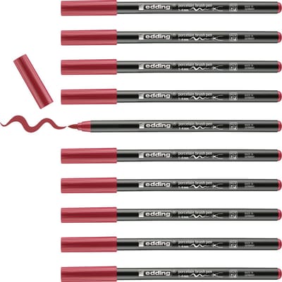 edding 4200 porseleinstift - karmijnrood - 10 pennen - penseelpunt 1-4 mm - viltstift voor het schilderen en decoreren van keramiek, porselein - vaatwasmachinebestendig, lichtechte inkt, sneldrogend