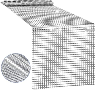 Allecto - Zilver Glitter Disco Party Tafelloper - Tafelloper met Pailletten - 275x30 cm - Perfect voor Disco Bal Party - Geschikt voor Bruiloft en ...