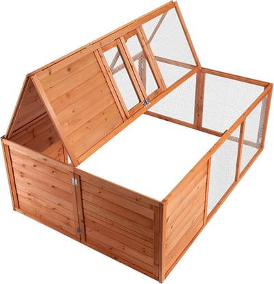 JCP® Konijnenhok - Konijnenren - Konijnenhok Voor Buiten - Bruin - 153cm x 110cm x 55cm