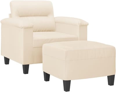 Comfortabele Fauteuil - Zetels en Stoelen - Ontspannen Lezen - Inclusief Voetenbank - 60 cm Breed - Zachte Beige