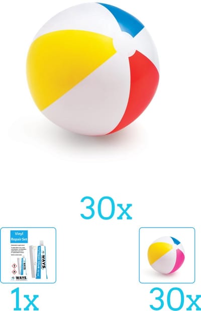 Intex Opblaasbare Strandbal Glossy - Medium - 51 cm - 59020NP - Diameter 51 cm inclusief Strandbal (30 stuks) en Reparatiesetje
