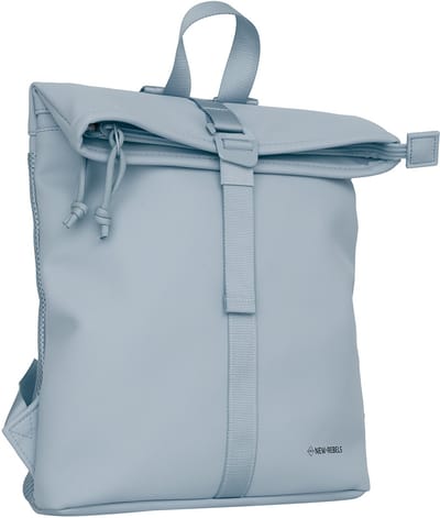 New Rebels Branson Los Angeles Rolltop Backpack Mini 7L Waterafstotende Rugzak PU Lichtblauw
