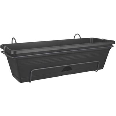 Elho Green Basics Balkonbak Allin1 50 - Plantenbak voor Balkon Buiten - Ø 49.0 x H 16.5 cm - Living black