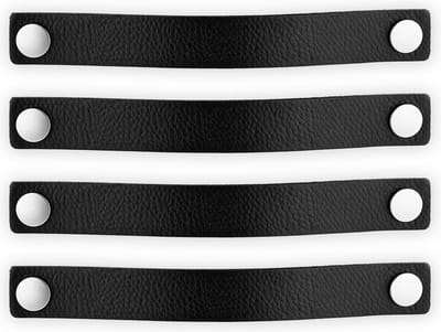 Leren handgrepen - Zwart - 4 stuks - 25 x 3 cm - incl. 3 kleuren schroeven - Handgrepen leer - Zwarte leren meubelgreep - Leren handvaten kast - Leren lus - Handgreep kast leer - Leren greepjes - Handvat leer - Leren deurgreep - Leren handgreep