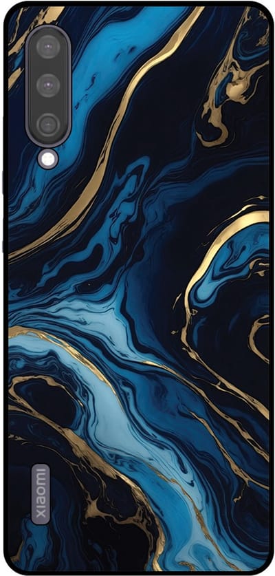 Smartphonica Telefoonhoesje Geschikt voor Xiaomi Mi A3 met marmer opdruk - TPU backcover case gold blue marble design - Goud Blauw geschikt voor Xiaomi Mi A3