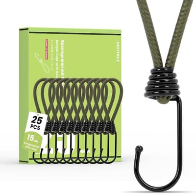 Set van 25 Robuuste Elastische Banden met Haken voor Zeilen en Tenten