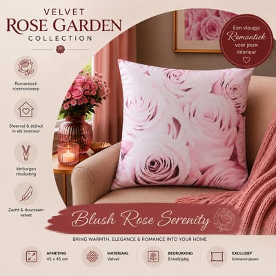 Velvet Rose Garden Collection kussenhoes - rozen - 45x45 cm