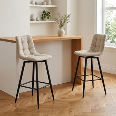 CALICOSY - Set van 2 gestoffeerde krukken in gemêleerde stof H94 cm - SIA