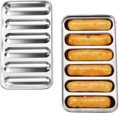 Allecto Plus - RVS Worstvorm Hotdogvormige Hamworst Bewaardoos voor Thuisgebruik in de Keuken