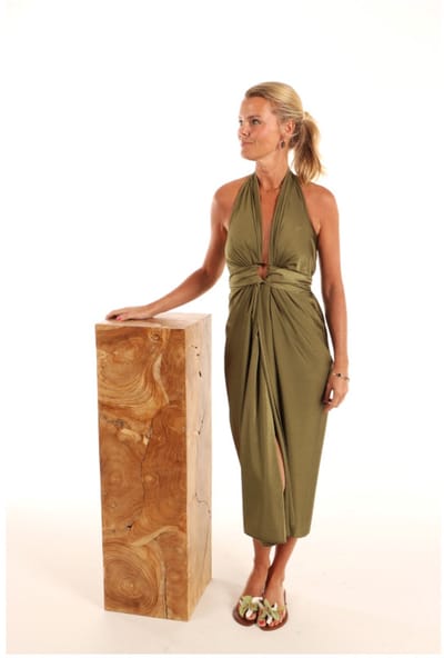 Donne del Sole - Strandjurk Davide - Omknoopjurk - Olijf - Maat S/M