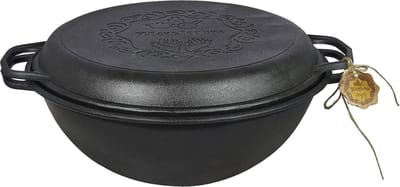 Gietijzeren Pan 12 Liter - Stoofpan Geschikt voor Buiten Koken en Oven