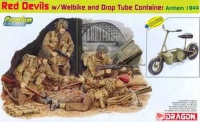 Dragon Modelbouwpakket Motoren - 6585 Red Devils w/Welbike and Drop Tube Container - Arnhem 1944 Plastic - 1:35 - Modelbouw
