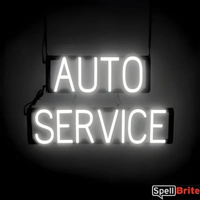 AUTO SERVICE - Lichtreclame Neon LED bord verlicht | SpellBrite | 63 x 38 cm | 6 Dimstanden - 8 Lichtanimaties | Reclamebord neon verlichting