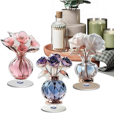 Bloemen decoratie set - Kunstboeketten - Feestelijke aankleding - Onbreekbaar acryl - 3 stuks - Niet gespecificeerd
