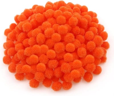 300 Stuks 1cm Mini Pompoms - Fluffy Pompoms Ballen voor DIY Knutselprojecten en Decoraties in Oranje