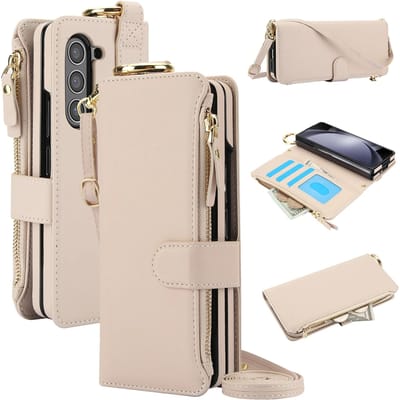 Pochette à cartes pliante Étui support en cuir pour Samsung Galaxy Z Fold 3 4 5 6 5G ZFold6 avec porte-anneau Portefeuille Fold5 Housse tendance For Samsung Z Fold 5