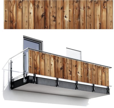 Balkonscherm 300x80 cm - Balkonposter Hout - Planken - Bruin - Balkon scherm decoratie - Balkonschermen - Balkondoek zonnescherm