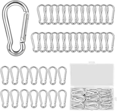 Pack of 40 Aluminium Carabiner Hooks 40 x 4 mm Small Carabiner Hooks Key Chain for Backpack, Strap, Tent, Camping - ShopVlot