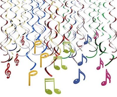 Dailygoods- Hangdecoratie Veelkleurig - Feestdecoratie - Muzieknoten - Slinger - 30-delige set - Duurzaam papiermateriaal