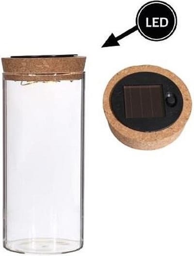 Reageerbuisje Ø8 h: 18 cm met licht + zonnepaneel kurk (1 stuk)