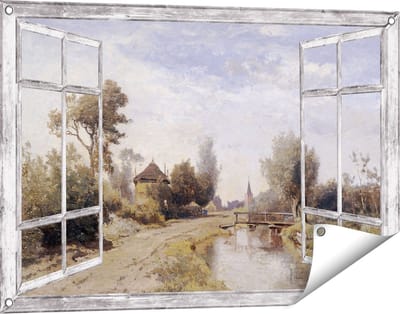 Gards Tuinposter Doorkijk Landschap bij Kortenhoef - Paul Joseph Constantin Gabriël - 90x60 cm - Tuindoek - Tuindecoratie - Wanddecoratie buiten - Tuinschilderij