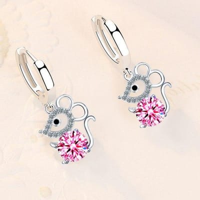 925 Sterling Zilver Nieuwe Dames Mode Sieraden Oorbellen Zirconia Kristal Muis Lange Kwast Hol Retro Haak Oorbellen