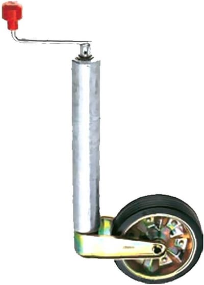 Steunwiel Verzinkt Rubber - Aanhangerwiel Caravanwiel - Manoeuvreren Trailer - Rubberen Band - 60 mm Doorsnee - Zilverkleurig