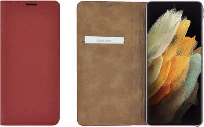 Geschikt voor Samsung Galaxy S21 Ultra hoesje - Wallet case- S21 Ultra hoesje - Portemonnee Bookcase Ultra dun Echt leer Rood