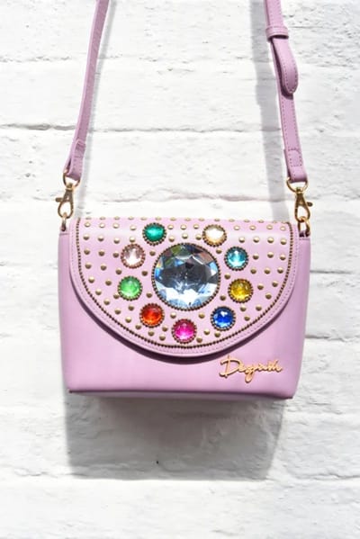 Désjà Vu - Bling Bag - Roze - Kleine Steentjes - Grote Blauwe Steen