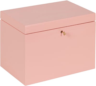 HAUDT® Kistje met slot BAS Framboos - 29 x 20 x 21 cm - houten kist met slot - incl. koperen sleutel - zacht roze opbergkist