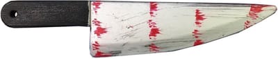 Partychimp Bebloed Hakmes voor bij Halloween Kostuum Volwassenen Halloween Decoratie  - 41 x 10 cm - Zilver/zwart/rood