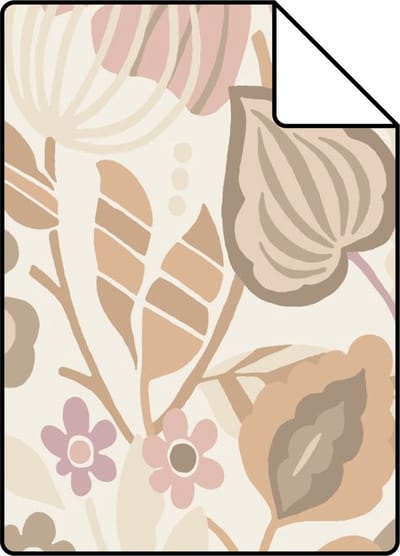 Proefstaal ESTAhome behang bloemmotief beige en lila paars - 26.5 x 21 cm - 139675-S