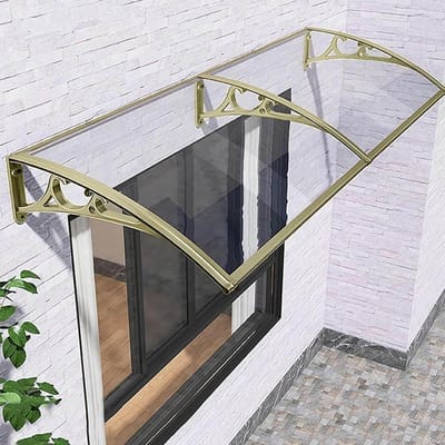 Deurluifel Raamluifel - Voordeur Afdak - Bescherming Huis - Polycarbonaat Aluminium - 60x250cm - Transparant
