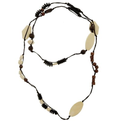 Behave - Dames Ketting - Lange Houten Stijl - Naturel Bruin - 180 cm