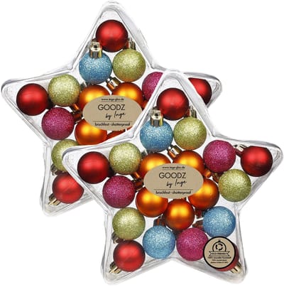 Inge Christmas Goods Kerstballen gekleurd - 40x - 12st - kunststof - 3 cm - kerstversiering