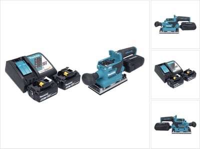 Makita DBO 382 RG accu-excentrische schuurmachine 18 V 93 x 185 mm borstelloos + 2x accu 6,0 Ah + oplader