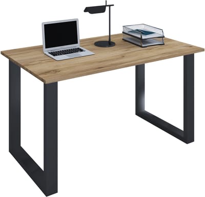 VCM Schreibtisch, 160 x 80 cm, Computertisch mit Metallgestell, Bürotisch für Homeoffice und Arbeitszimmer - Lona U