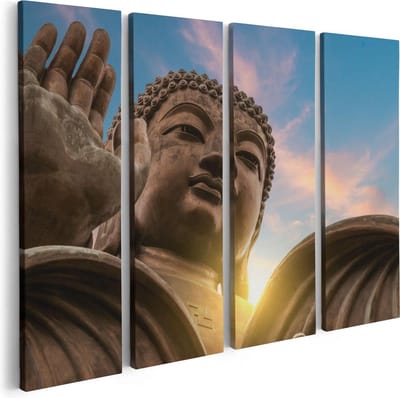 Artaza Canvas Schilderij Vierluik Groot Boeddha Standbeeld Van Dichtbij - 80x60 - Foto Op Canvas - Canvas Print