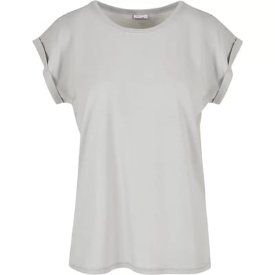 Build Your Brand - Extended Shoulder Dames T-shirt - Light Asphalt maat XS