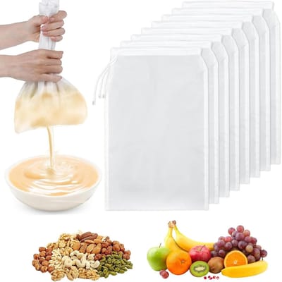 Allecto Plus - Set van 6 herbruikbare nylon kaasdoeken 198 x 298 cm voor koken, notenmelk, yoghurt en koffiezeef.