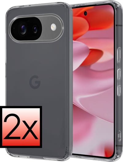 Hoesje - 2 Stuks - Geschikt voor Google Pixel 9 - Sterk & Shockproof - Case Siliconen - Back Cover - Telefoon Hoes - Transparant