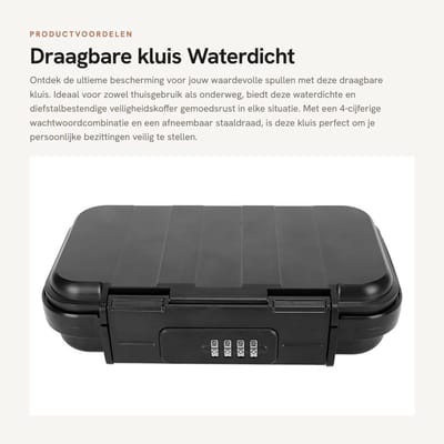 Dailygoods- Draagbare Kluis - 4-cijferige Wachtwoordcombinatie - Waterdicht - Diefstalbestendig - Reiskluis - Afneembaar Staaldraad - Veiligheidskoffer