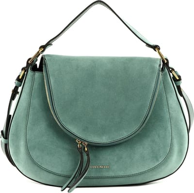 COCCINELLE Leren Schoudertas Handtas Coccinelle Sole Suede Handbag Kale Green Petrol