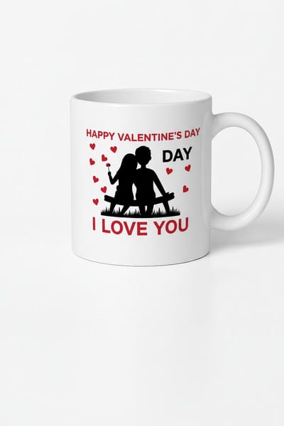 Valentijnsdag Mok met Liefdespaar en 'I Love You' Tekst - Romantisch Cadeau voor Geliefden