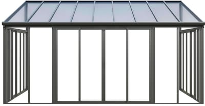 Vente-unique Aluminium en polycarbonaat veranda met UV-bescherming - 20,9 m² - antraciet - MATHILDA