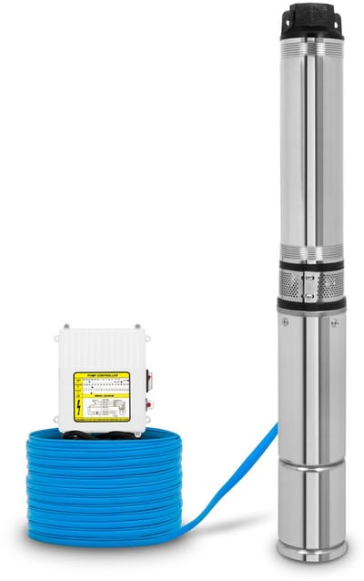 EBERTH 4" Diepwaterpomp RVS 370W 31m Opvoerhoogte 20m Kabel met Vuilzeef
